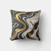 液体金ゴールド白黒マーブルルックグラム結婚ズ クッション (正面)