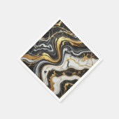 液体金ゴールド白黒マーブルルックグラム結婚ズ スタンダードカクテルナプキン (角)