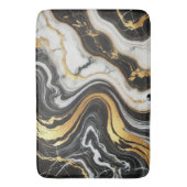 液体金ゴールド白黒マーブルルックグラム結婚ズ バスマット (正面縦)