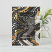 液体金ゴールド白黒マーブルルックグラム結婚ズ 招待状 (スタンド正面)