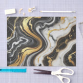 液体金ゴールド白黒マーブルルックグラム結婚ズ 薄葉紙 (クラフト)