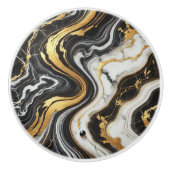 液体金ゴールド白黒マーブルルックグラム セラミックノブ (正面)