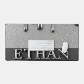 液体金属の滴るEthan Chrome 名前プレート デスクマット (キーボード&マウス)