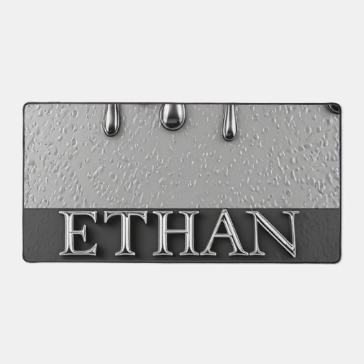 液体金属の滴るEthan Chrome 名前プレート デスクマット (正面)