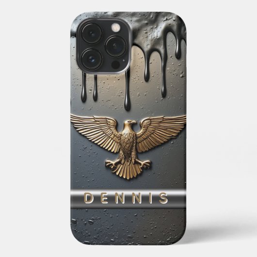 液体金属の煌きを纏う　ゴールデンイーグルペンダント iPhoneケース (裏面)