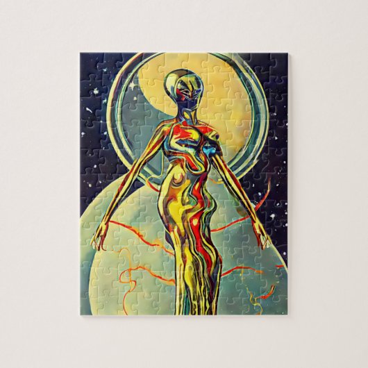 液体金属エイリアン女性抽象芸術Sci Fiアート ジグソーパズル (縦)