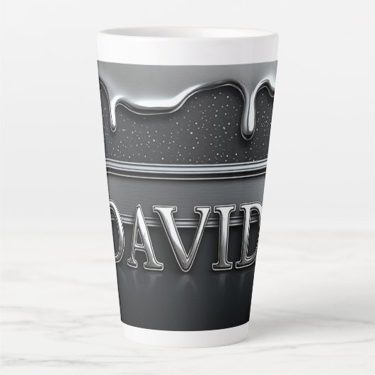 液体金属クロームのDavidの名前 カフェラテマグ (正面)