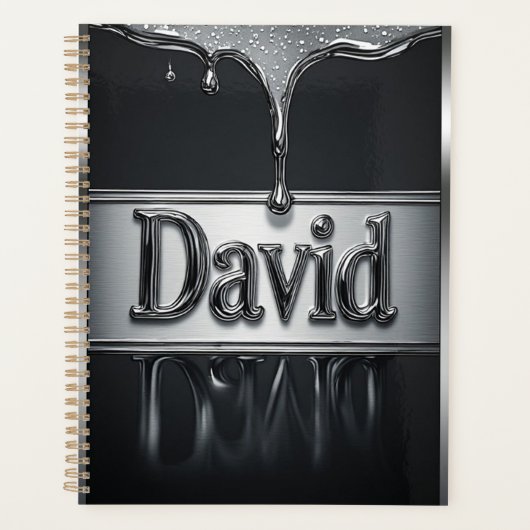 液体金属クロームのDavidの名前 プランナー手帳 (正面)