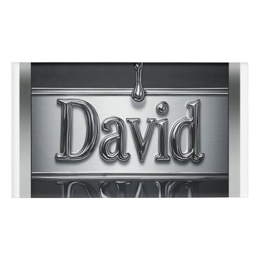 液体金属クロームのDavidの名前 名札 (正面)