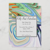 液体鮮やか大理石50と素晴らしい誕生日 招待状 (正面/裏面)