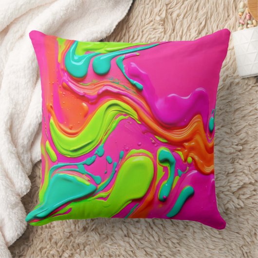 液体鮮やか絵を描 クッション (ブランケット)