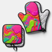 液体鮮やか絵を描 鍋つかみ&鍋敷きセット (正面/裏面)