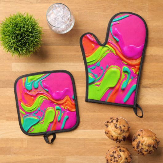 液体鮮やか絵を描 鍋つかみ&鍋敷きセット (トップダウン)