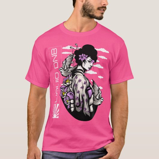 液体Dnb音楽液体ジャングルEdmドラムとベース Tシャツ (正面)