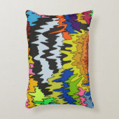 液滴溝カラフル状ストライプトリップ（幻覚体験）のような模様 アクセントクッション (正面(垂直))