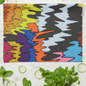 液滴溝カラフル状ストライプトリップ(幻覚体験)のような模様 キッチンタオル (折り畳み)