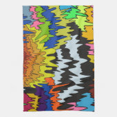 液滴溝カラフル状ストライプトリップ(幻覚体験)のような模様 キッチンタオル (縦)