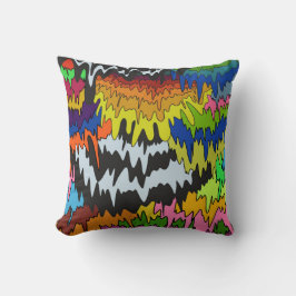 液滴溝カラフル状ストライプトリップ（幻覚体験）のような模様 クッション