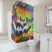 液滴溝カラフル状ストライプトリップ（幻覚体験）のような模様 シャワーカーテン (インサイチュ)