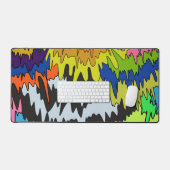 液滴溝カラフル状ストライプトリップ（幻覚体験）のような模様 デスクマット (キーボード&マウス)