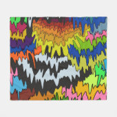 液滴溝カラフル状ストライプトリップ(幻覚体験)のような模様 フリースブランケット (正面(横))