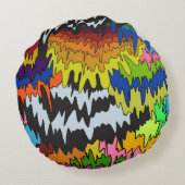 液滴溝カラフル状ストライプトリップ（幻覚体験）のような模様 ラウンドクッション (裏面)