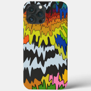 液滴溝カラフル状ストライプトリップ(幻覚体験)のような模様 iPhone 13 PRO MAXケース