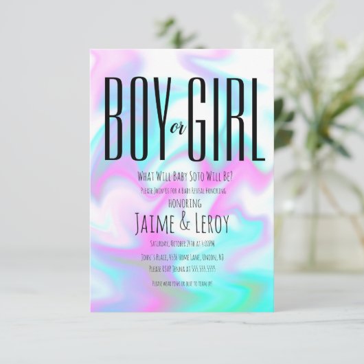 液状の虹色キャンディジェンダーが彼または彼女を明らかにする 招待状 (スタンド正面)