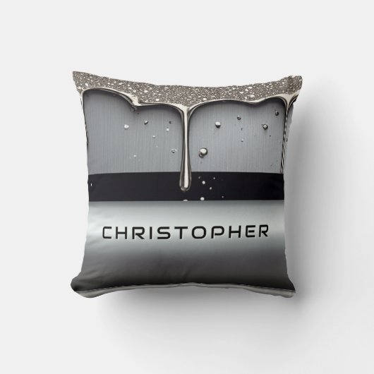 液状金属が滴るカスタムネーム クッション (正面)