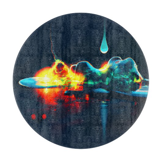 液白熱［赤熱］光を放つ滴 カッティングボード (正面)