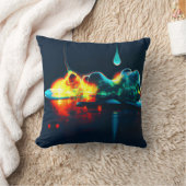 液白熱［赤熱］光を放つ滴 クッション (ブランケット)