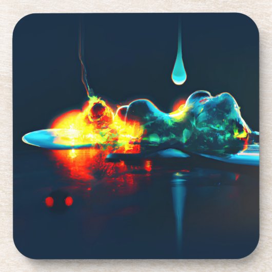 液白熱［赤熱］光を放つ滴 コースター (正面)