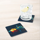 液白熱［赤熱］光を放つ滴 スクエアペーパーコースター (インサイチュ)