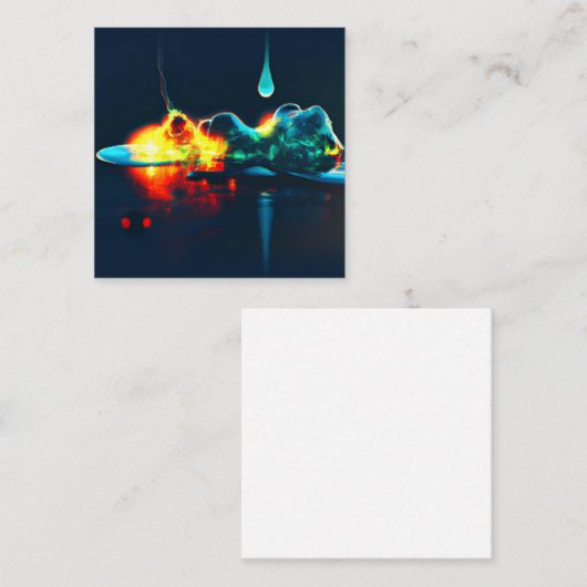 液白熱［赤熱］光を放つ滴 スクエア名刺 (正面/裏面)
