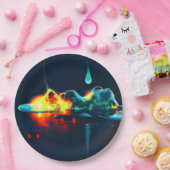 液白熱［赤熱］光を放つ滴 ペーパープレート (パーティー)