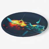 液白熱［赤熱］光を放つ滴 ペーパープレート (アングル)