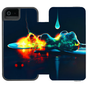 液白熱［赤熱］光を放つ滴 iPhone SE/5/5sウォレットケース