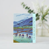 涼しいオリエンタルな日本のかさまつ稲作 ポストカード (スタンド正面)