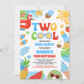 涼しいトロピカル サマービーチ 2歳の誕生日パーティー 招待状 (正面)