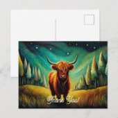 涼しいハイランド・カウの森の草原感謝 ポストカード (正面/裏面)