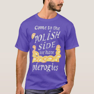 涼しいポーランドの横側のピエロギ  面白いピエログ フード Tシャツ