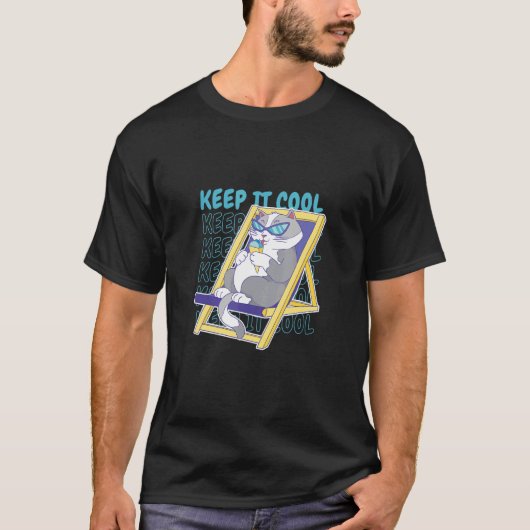 涼しい夏にゴロゴロ猫 Tシャツ (正面)