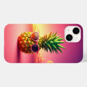 涼しい夏のパイナップルとピンクのサングラス - ハッピー Case-Mate iPhoneケース (裏面 (横))