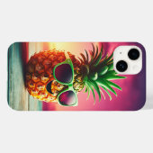 涼しい夏のパイナップルと緑のサングラス - ハッピー Case-Mate iPhoneケース (裏面 (横))