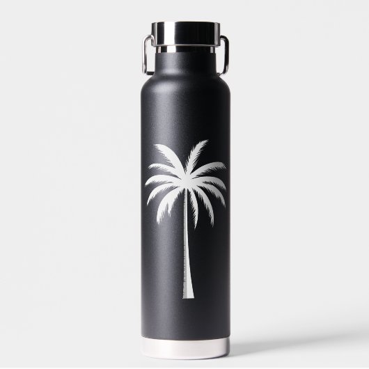 涼しい夏の休暇の夕焼けビーチパームツリー ウォーターボトル (正面)
