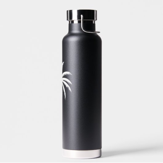 涼しい夏の休暇の夕焼けビーチパームツリー ウォーターボトル (左面)