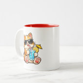涼しい夏の猫 ツートーンマグカップ (正面左)