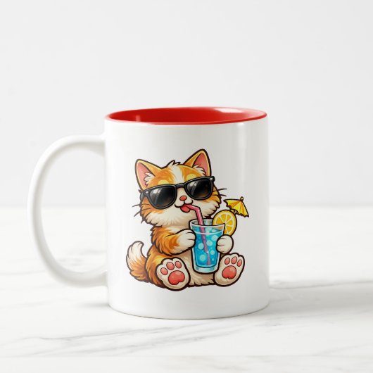 涼しい夏の猫 ツートーンマグカップ (左)