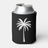 涼しい夏休みの夕日が沈むビーチのヤシの木 缶クーラー (缶正面)