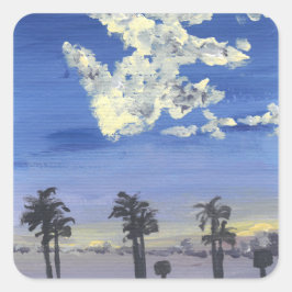 涼しい夕焼けのステッカー スクエアシール